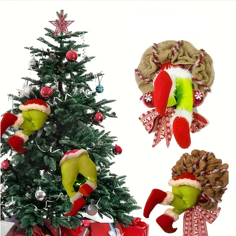 Magic Christmas Wreath - Fabric Elf Legs Festive Decor