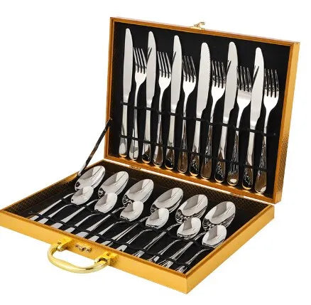 Opulent Gold 24-Piece Cutlery Set - Elegant Gold and Silver Flatware