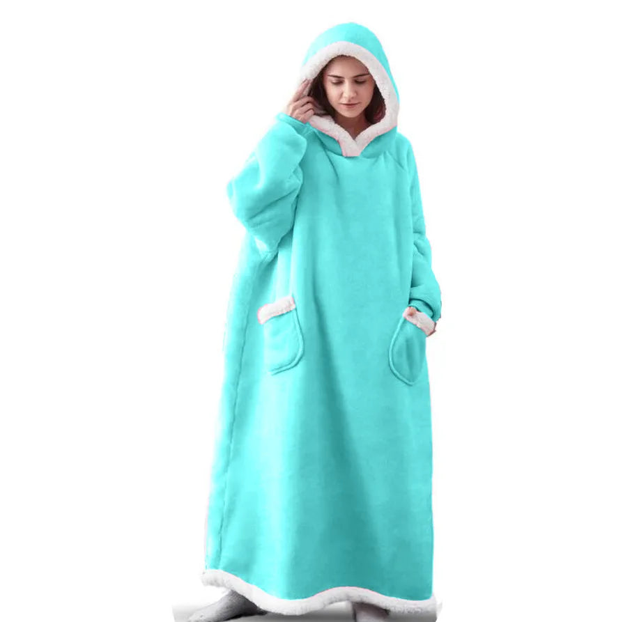 SleeveSnug - Oversized Flannel Sweatshirt Blanket for Winter