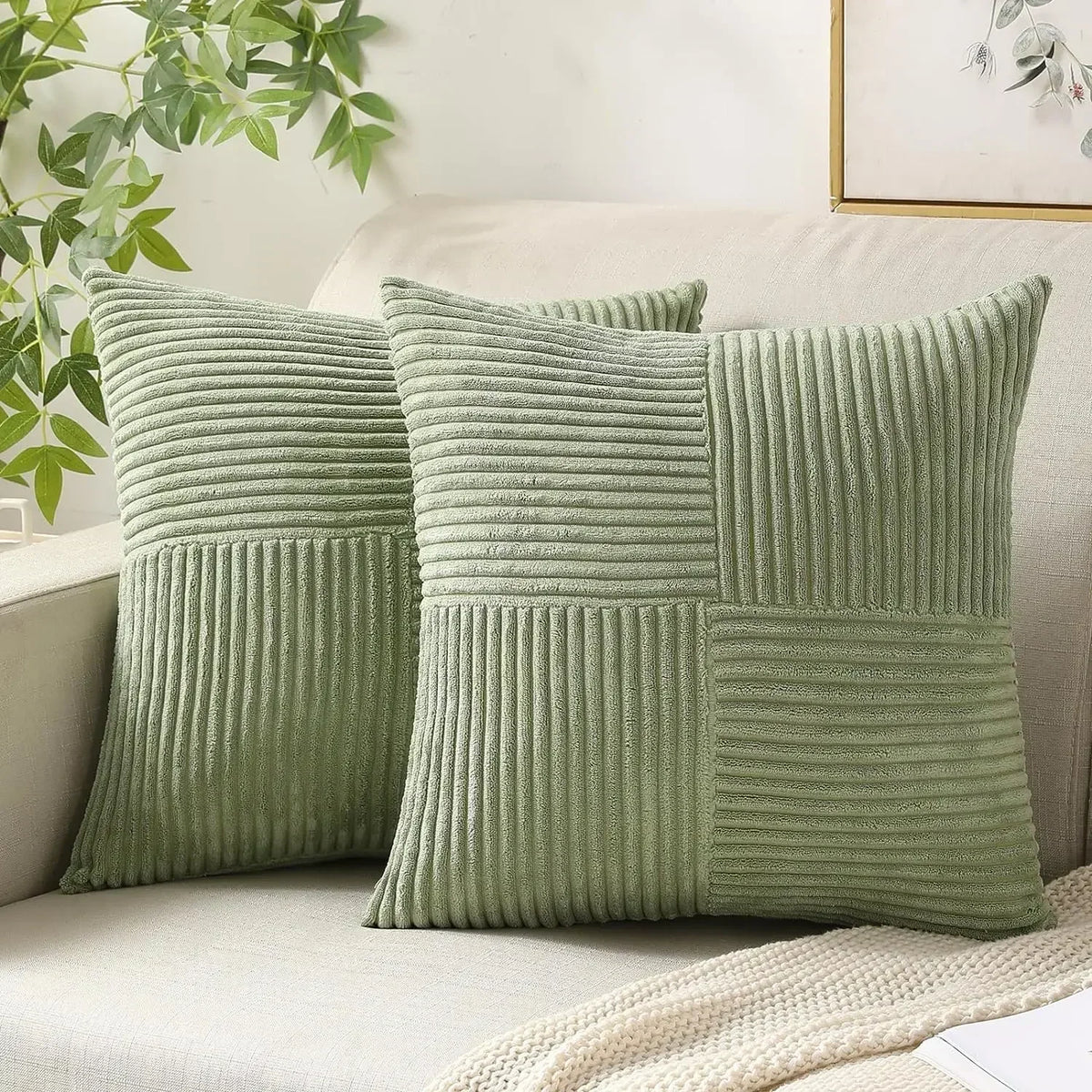 Quintessence Cushion Covers - Set of 2 Corduroy Covers for Any Interior