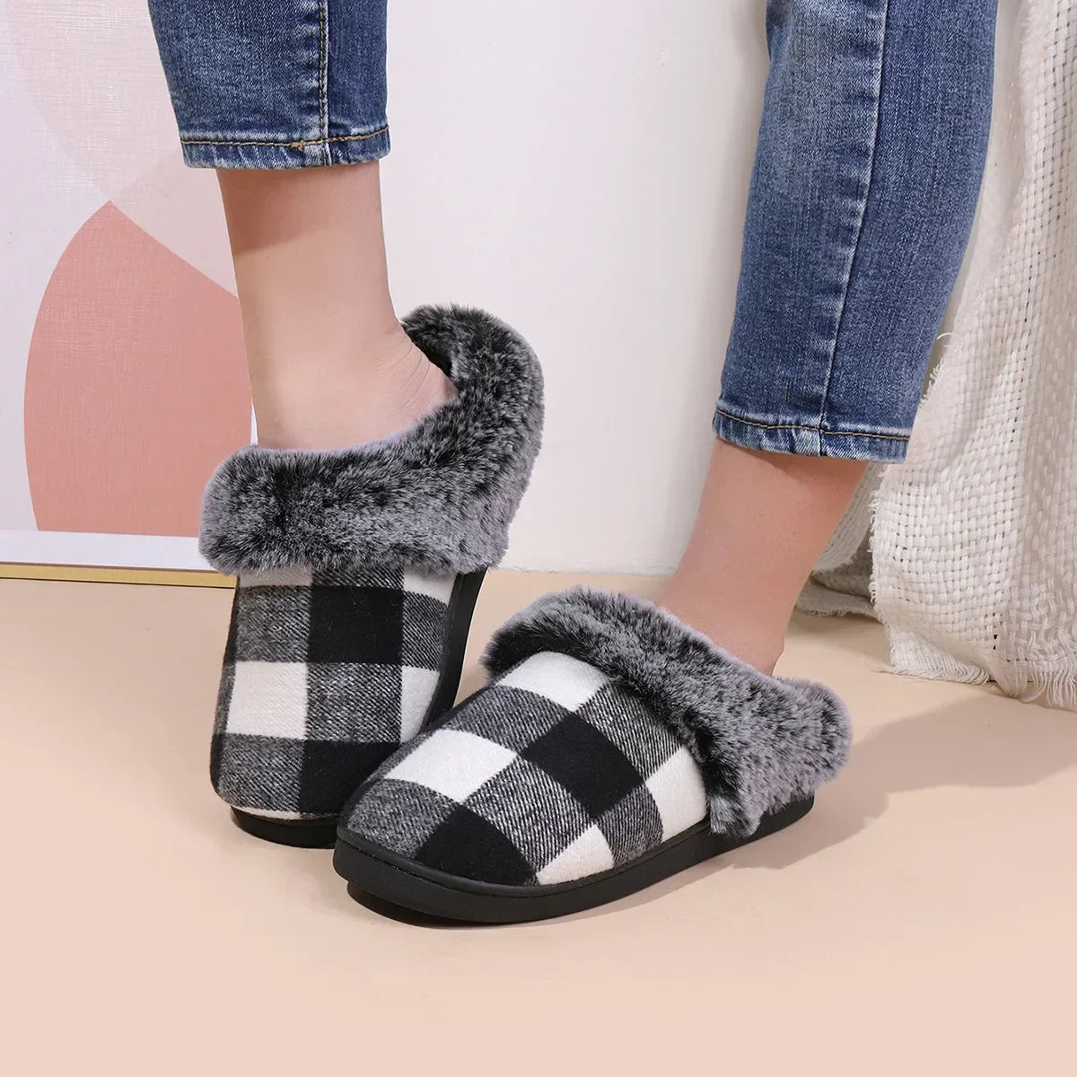 Velvet Vibes - Non-Slip Wool and Cotton Winter Slippers for Kids