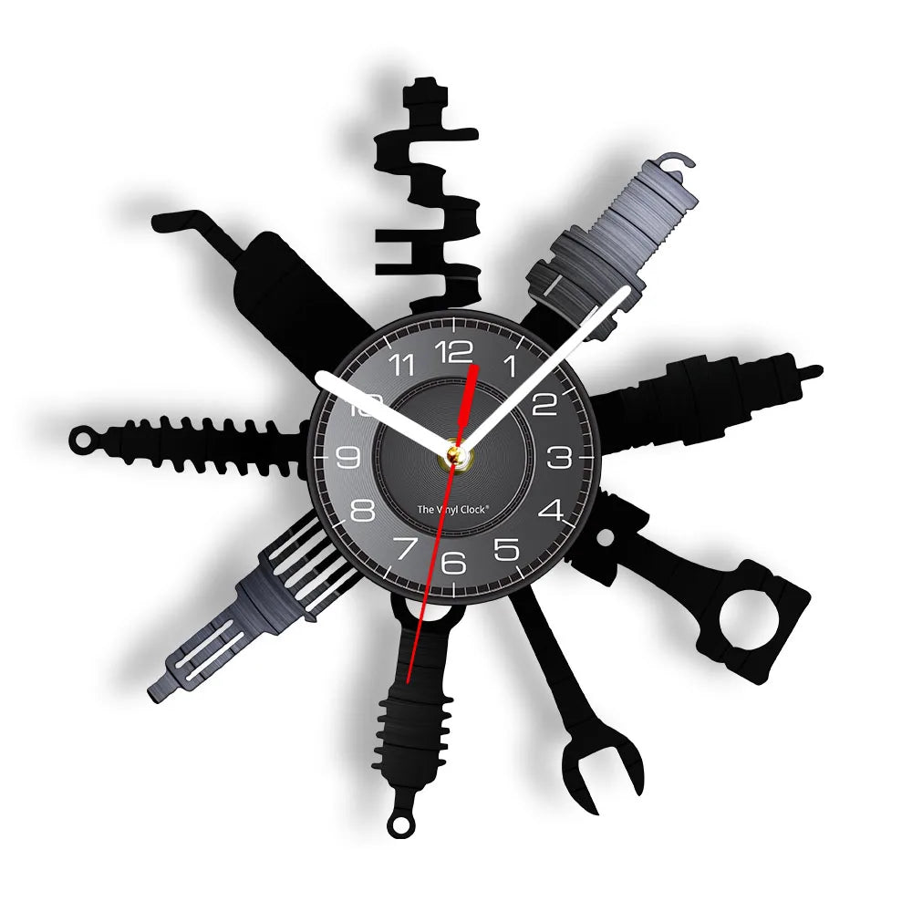 AutoRepair Clock - Vinyl Wall Clock for Garage and Workshop
