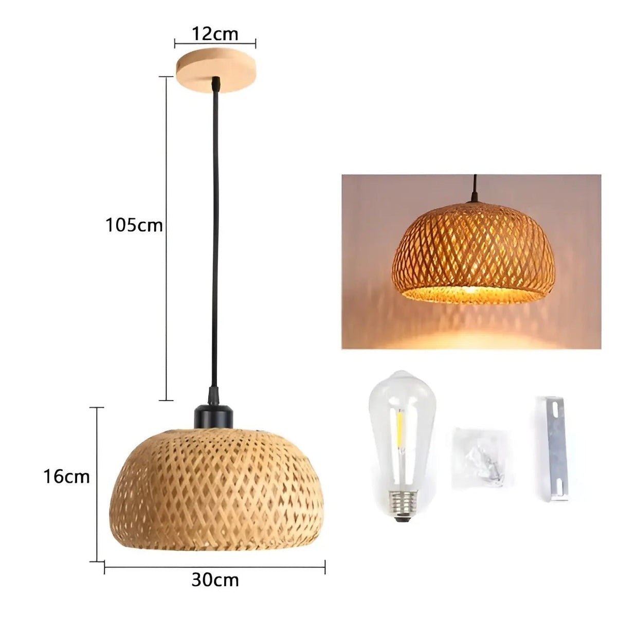 RattanShine - Woven Rattan Pendant Light for Warm Ambient Lighting
