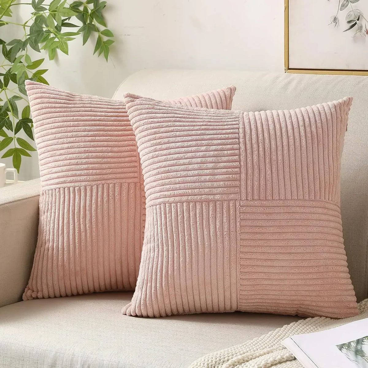 Quintessence Cushion Covers - Set of 2 Corduroy Covers for Any Interior