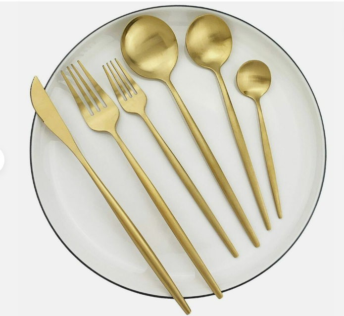 CarvonSteel - Minimalist Flatware Set in Stainless Steel with Titanium Finish