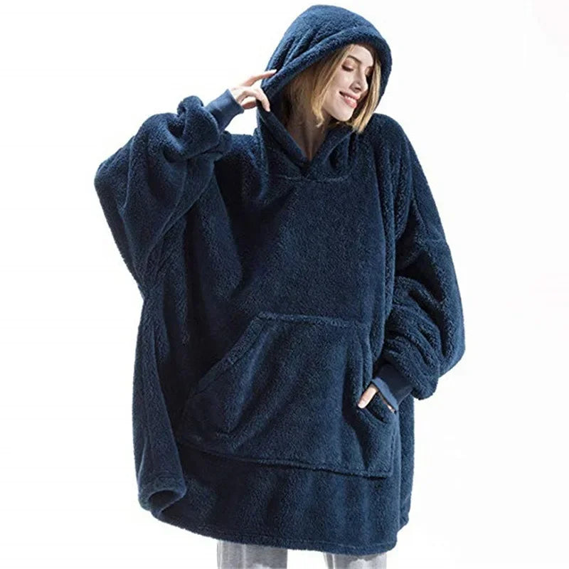 FleeceHaven Sweater - Oversized Flannel Sweatshirt Blanket for Winter
