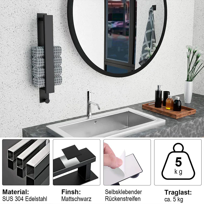 Adhesive Towel Holder - Modern Stainless Steel Wall Mount for Bathroom