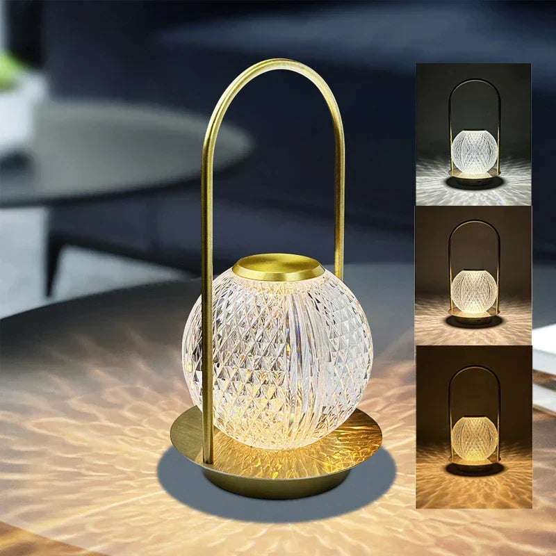 LustreChic - Elegant Rechargeable Crystal Bedside Lamp