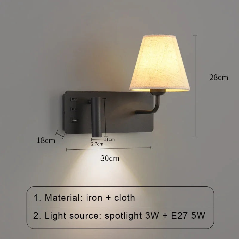 LuminoWall - Minimalist USB Wall Sconce with Reading Light