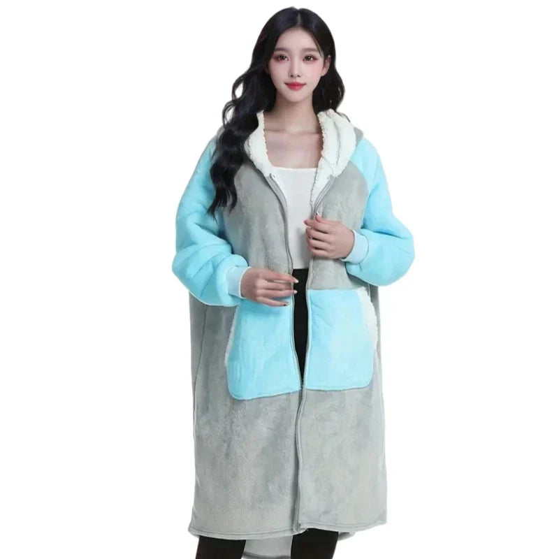 PlaidCozy Hoodie - Oversized Fleece Zip-Up for Winter