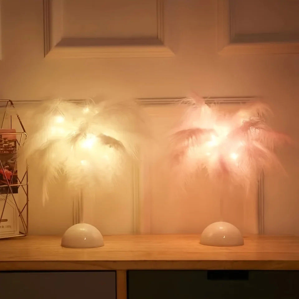 Damira - Elegant Table Lamp with Feather Shade