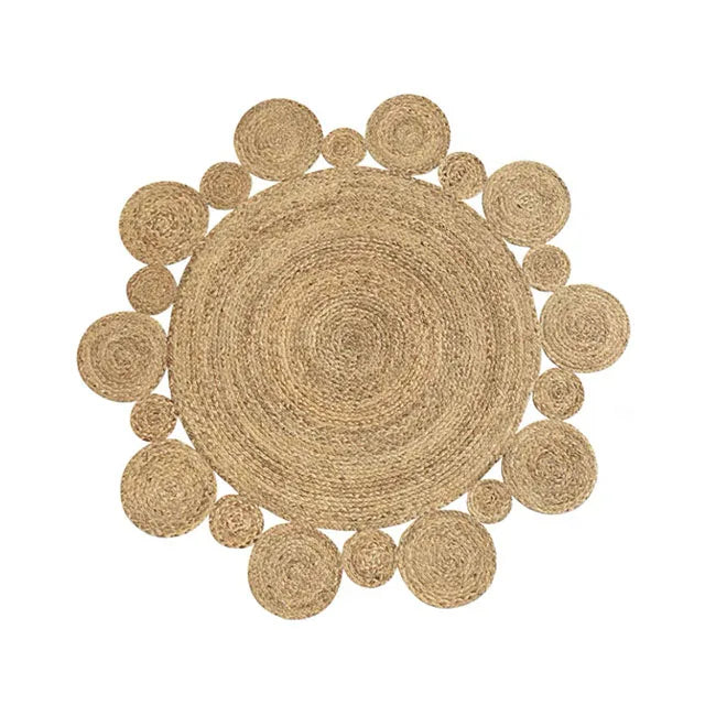 GreenWeave - Tapis Rond Tissé en Fibres Naturelles Durables
