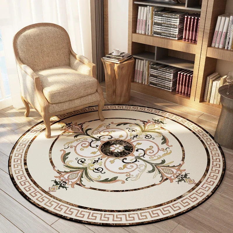ElegantCircle - Tapis Rond de Luxe Style Américain