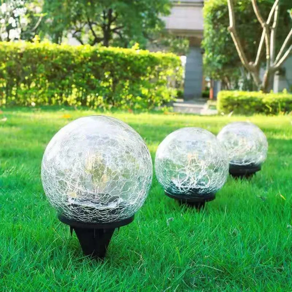 SparkleSphere Light - Lampe solaire de jardin en verre craquelé