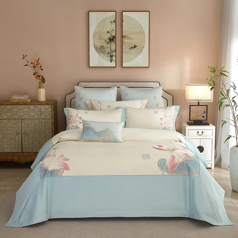 Lotus Blue - Luxury Egyptian Cotton Bedding Set