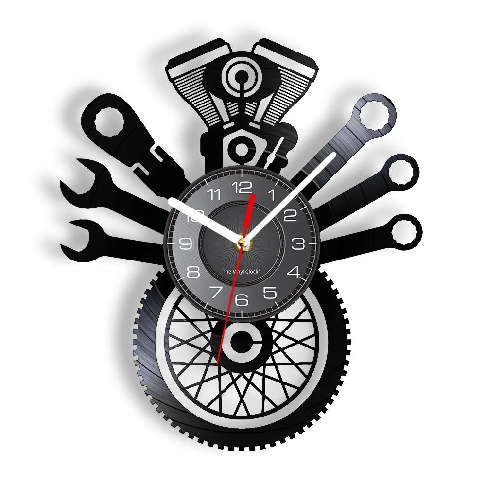 AutoRepair Clock - Vinyl Wall Clock for Garage and Workshop