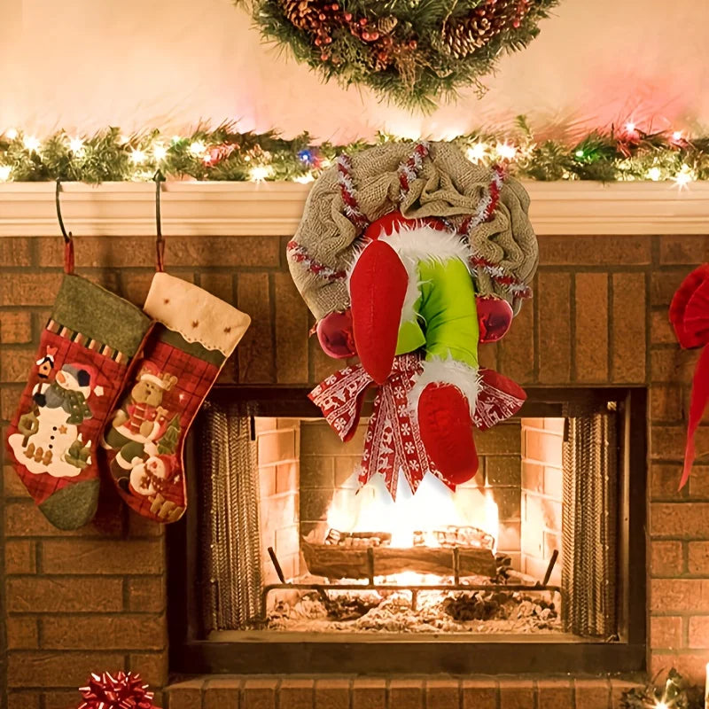 Magic Christmas Wreath - Fabric Elf Legs Festive Decor