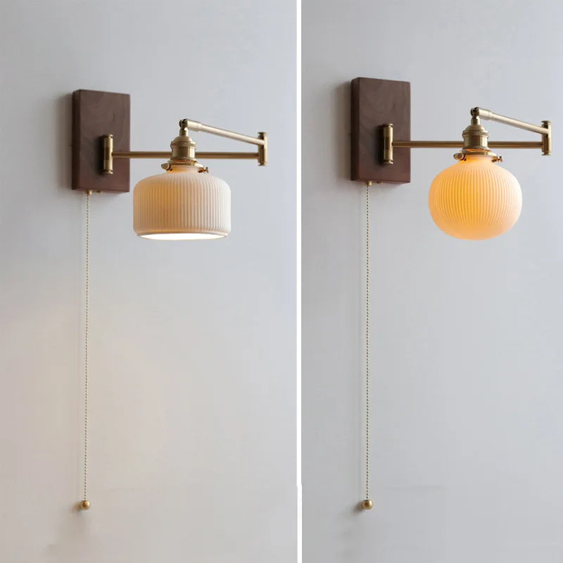 Tornwood - Elegant Wood and Ceramic Wall Sconce