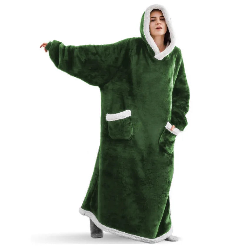 SleeveSnug - Oversized Flannel Sweatshirt Blanket for Winter