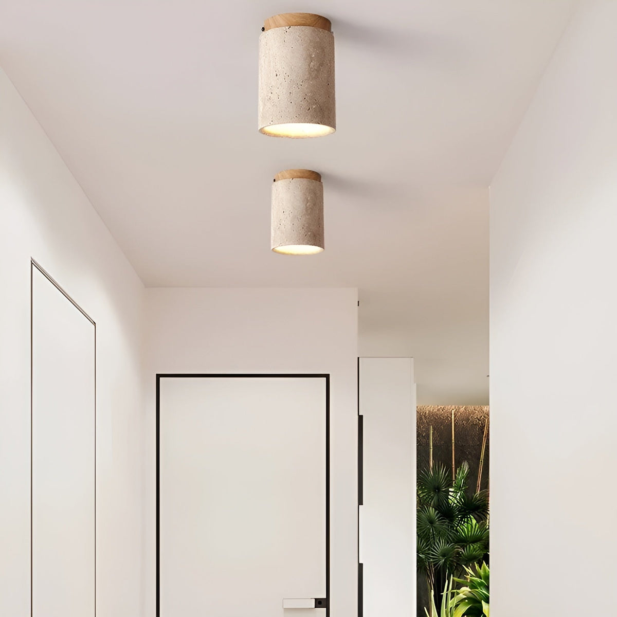 ZenElegance - Wabi Sabi Natural Travertine LED Ceiling Light