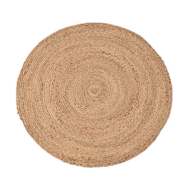 GreenWeave - Tapis Rond Tissé en Fibres Naturelles Durables