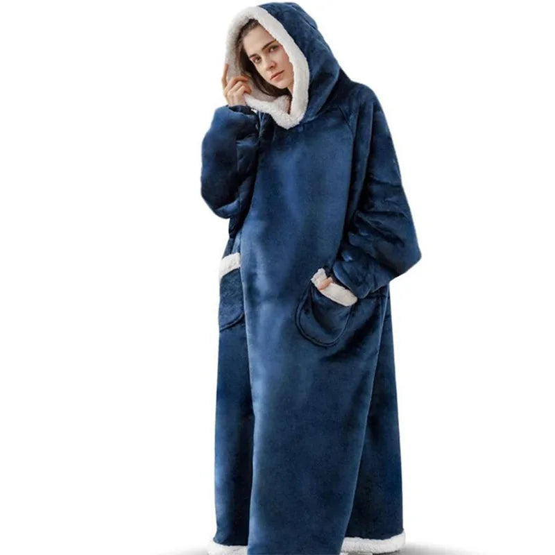 SleeveSnug - Oversized Flannel Sweatshirt Blanket for Winter