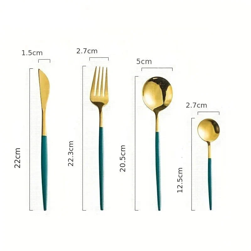 IvoraGold - Golden 24-Piece Stainless Steel Cutlery Set