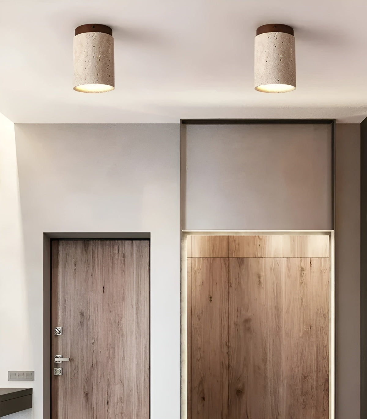 ZenElegance - Wabi Sabi Natural Travertine LED Ceiling Light