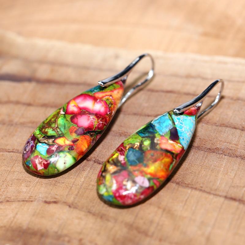 JasperDrop - Natural Jasper Drop Earrings