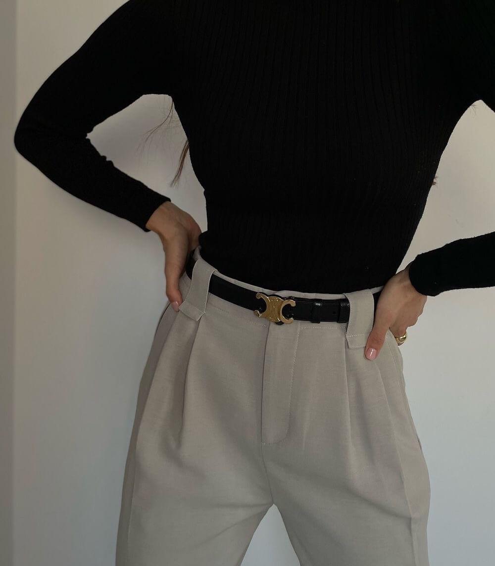 EleganceBelt - Ceinture Cuir PU Détails Dorés