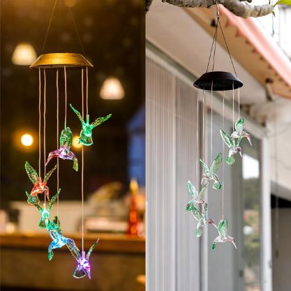 Solar Birds - Lampe solaire de jardin avec oiseaux suspendus