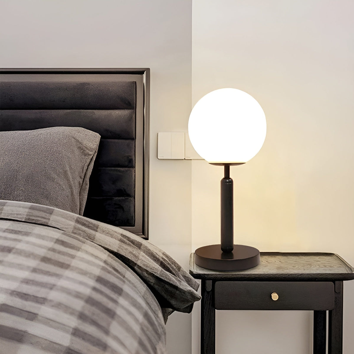 SphereShine - Glass and Brass Table Lamp with LED Lighting
