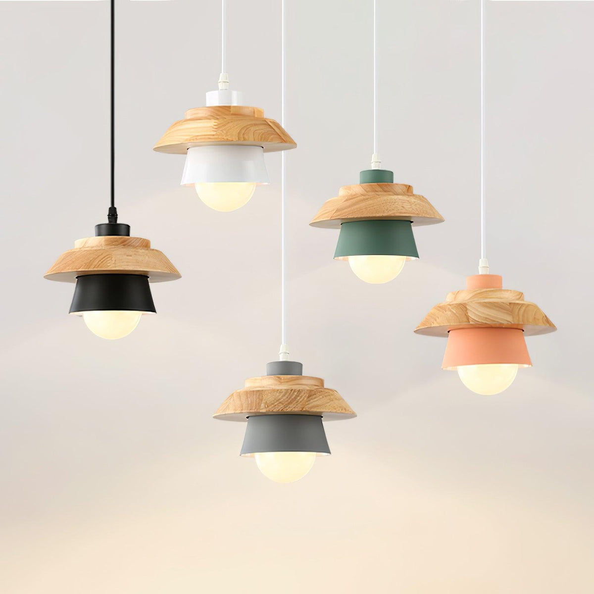 NordicMacaron - Scandinavian Design Pendant Light with Wood Finish