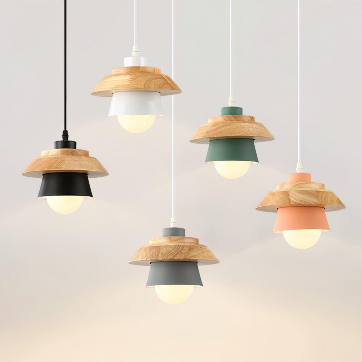 NordicMacaron - Scandinavian Design Pendant Light with Wood Finish
