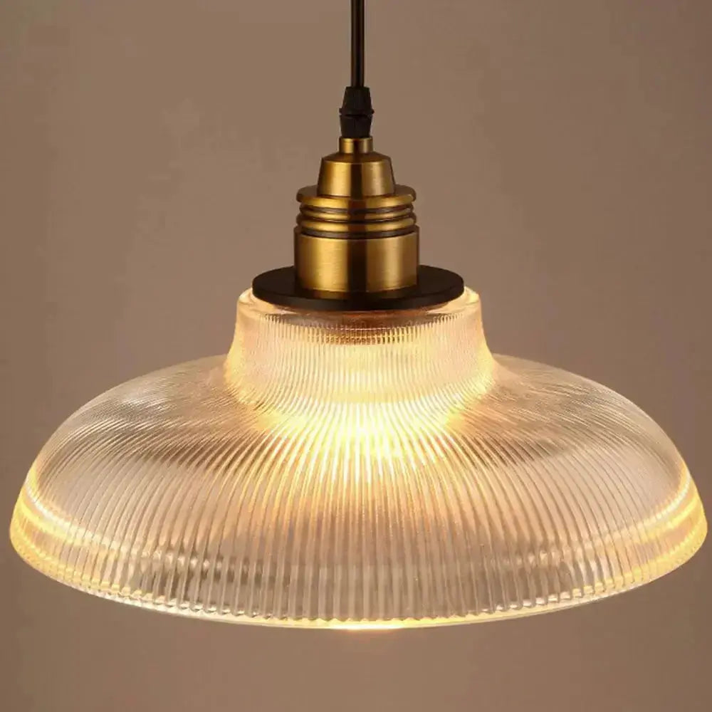 StripeGleam - Vintage Striped Glass Pendant Light for a Warm Ambiance