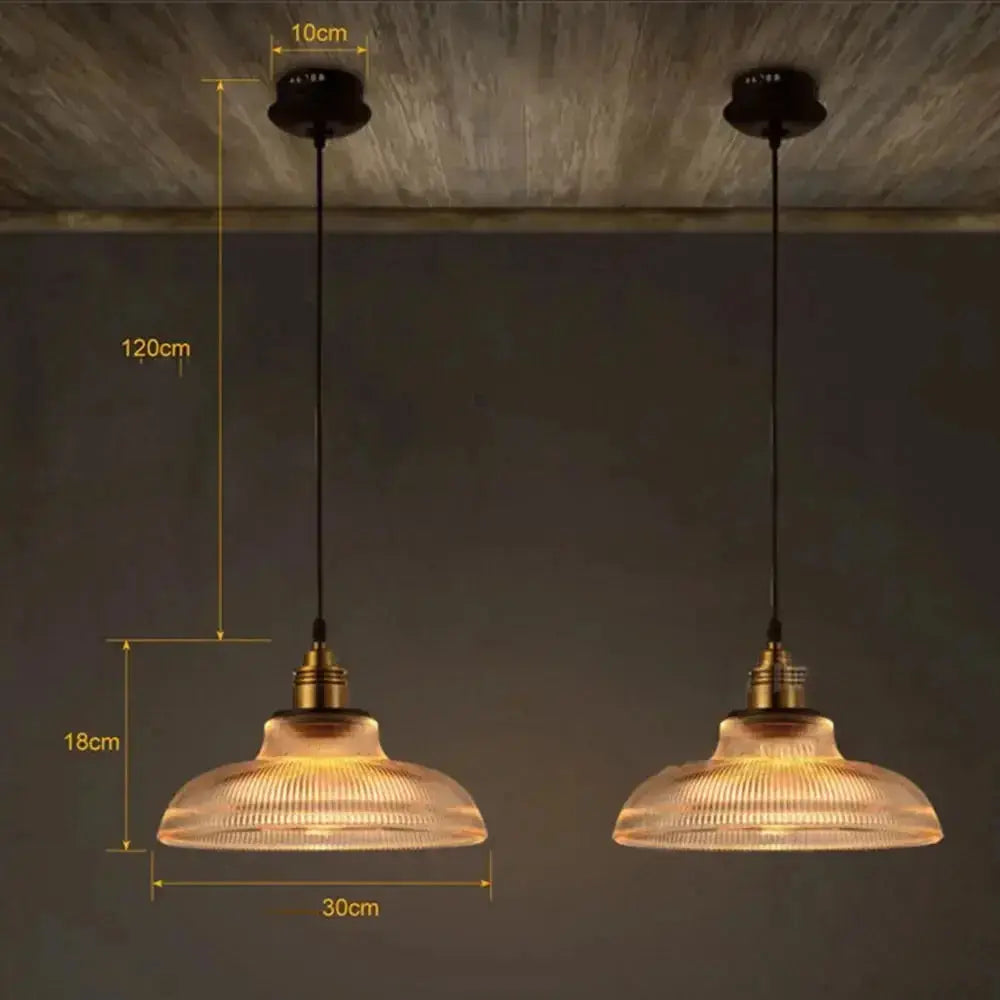 StripeGleam - Vintage Striped Glass Pendant Light for a Warm Ambiance