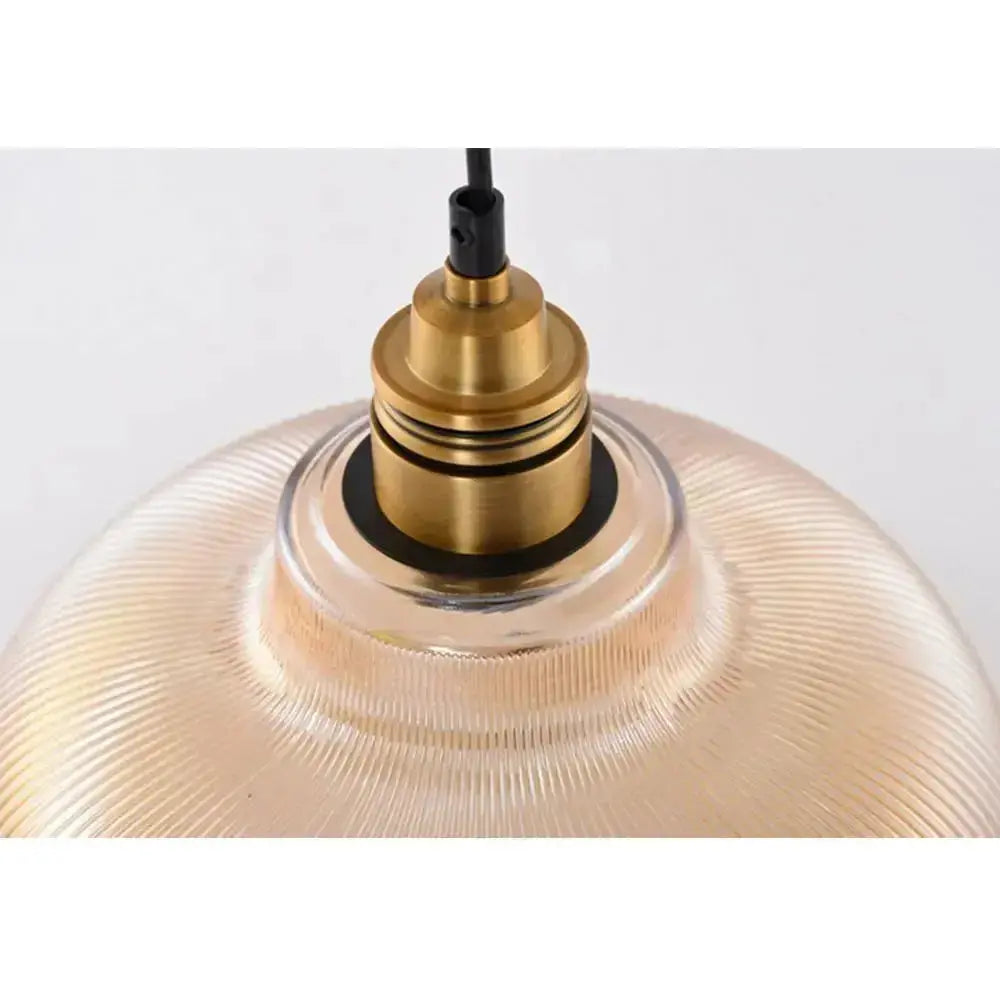 StripeGleam - Vintage Striped Glass Pendant Light for a Warm Ambiance
