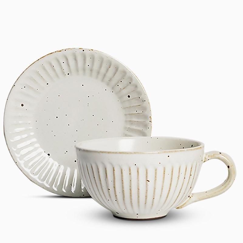 ElegantBowl - Fluted Stoneware Bowl Set with Spoon
