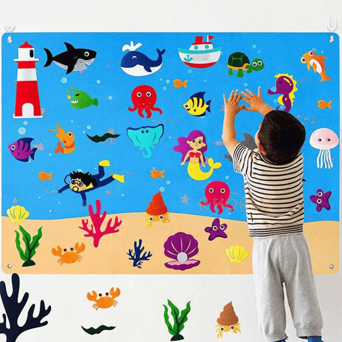 Tableau Éducatif en Feutre d'Animaux | Textures Colorées pour Apprentissage Interactif des Enfants 3