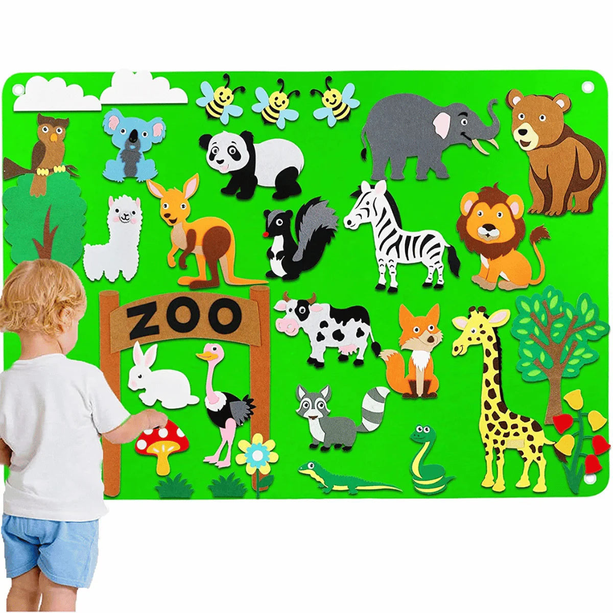 Tableau Éducatif en Feutre d'Animaux | Textures Colorées pour Apprentissage Interactif des Enfants 4