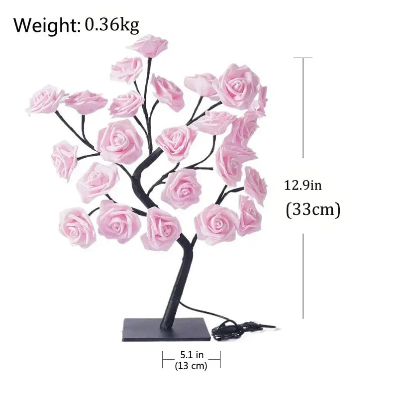 RosyGlow - Rose Bouquet Table Lamp with Warm White Light