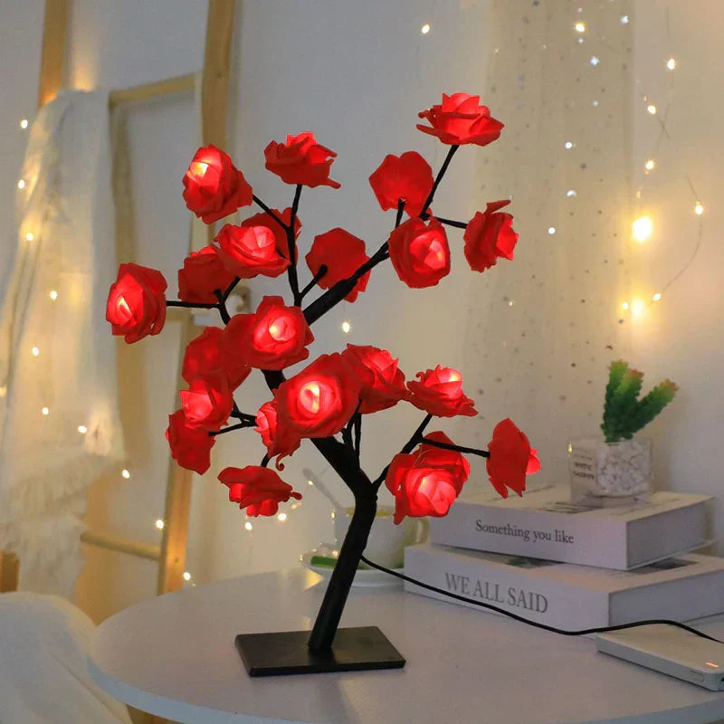 RosyGlow - Rose Bouquet Table Lamp with Warm White Light