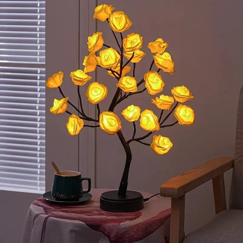 RosyGlow - Rose Bouquet Table Lamp with Warm White Light