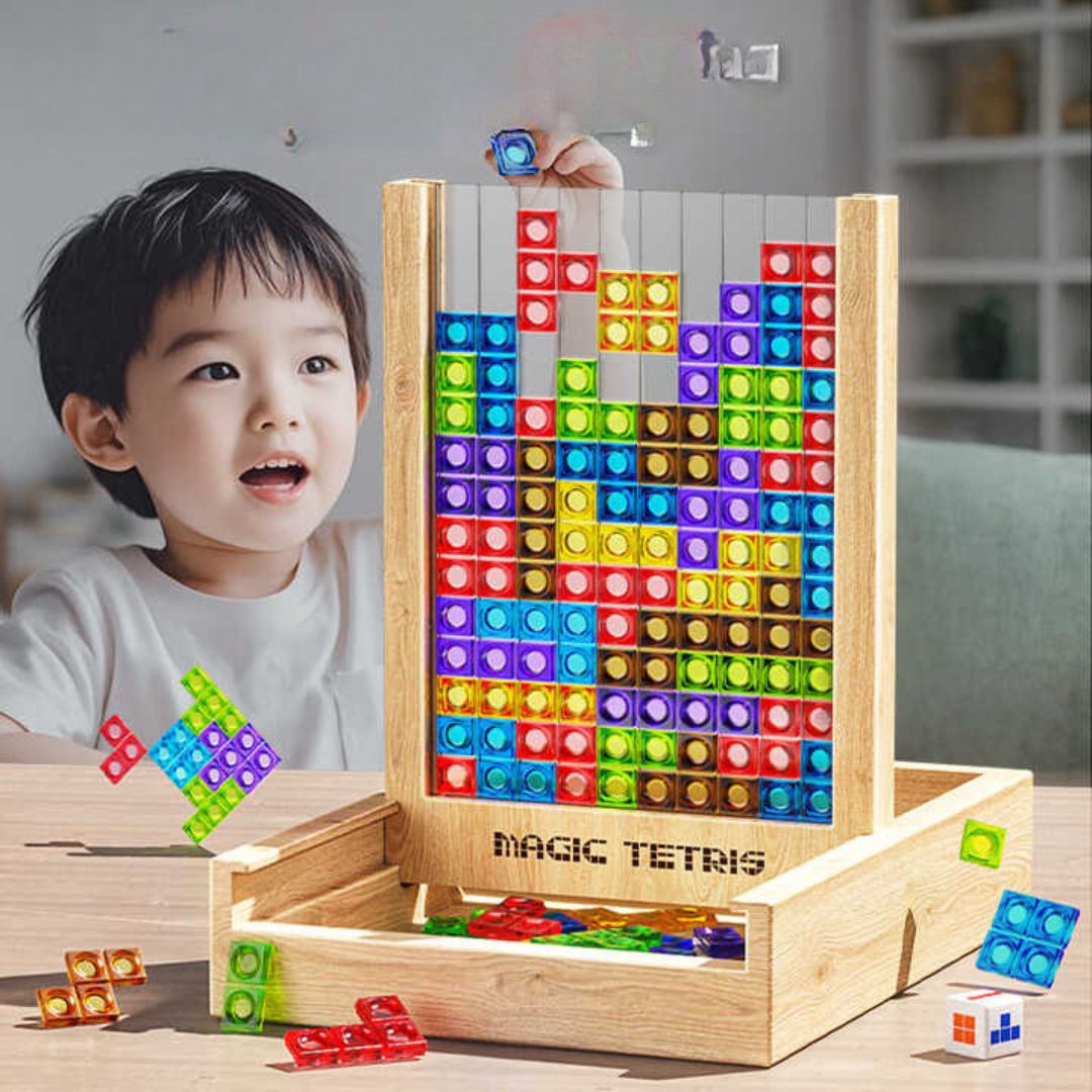 TetrisWood | Jeu en Bois Durable avec Pierres Colorées | Améliorez vos Compétences Cognitives en Famille 1