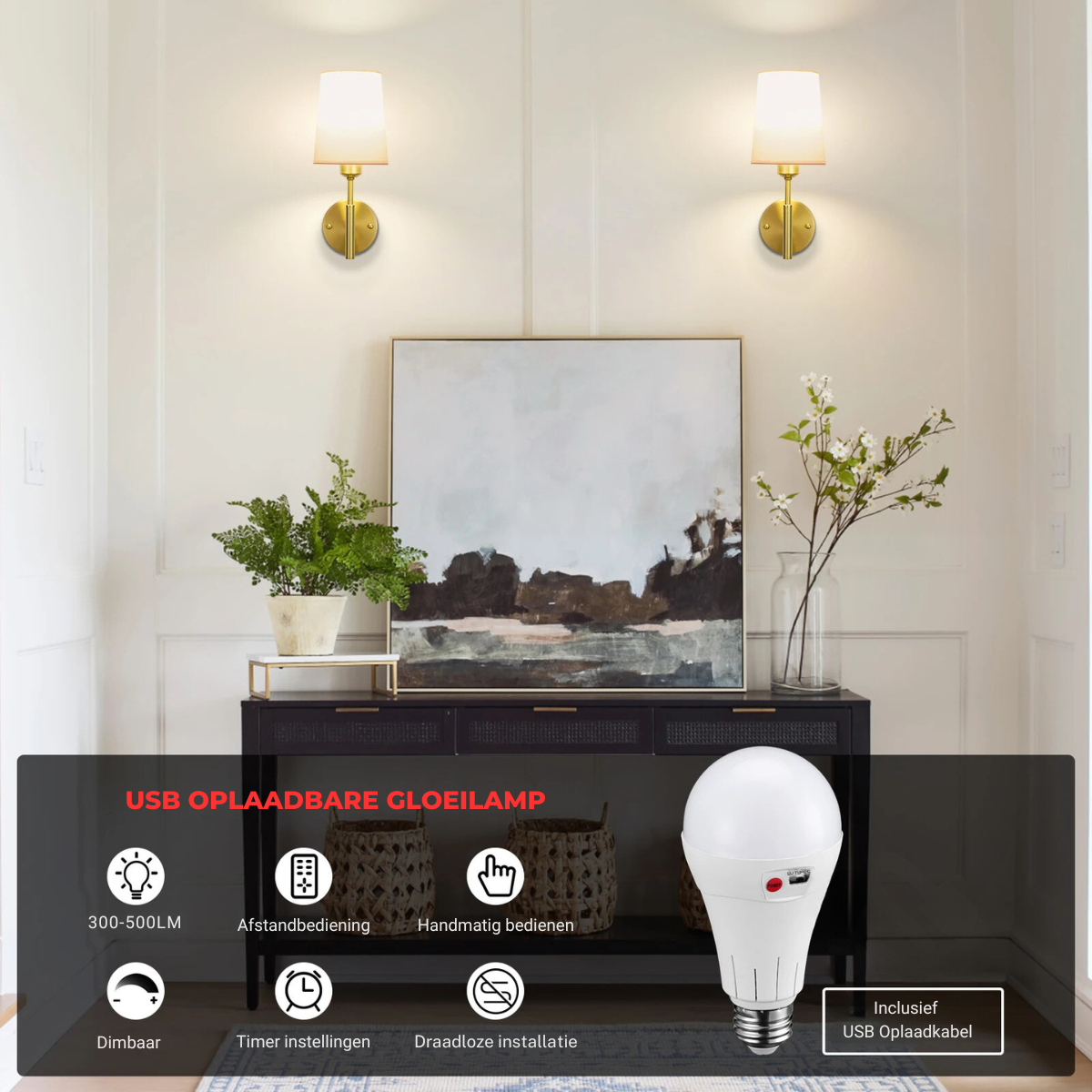 Nova Wall Sconce - Rechargeable USB Wireless Lamp