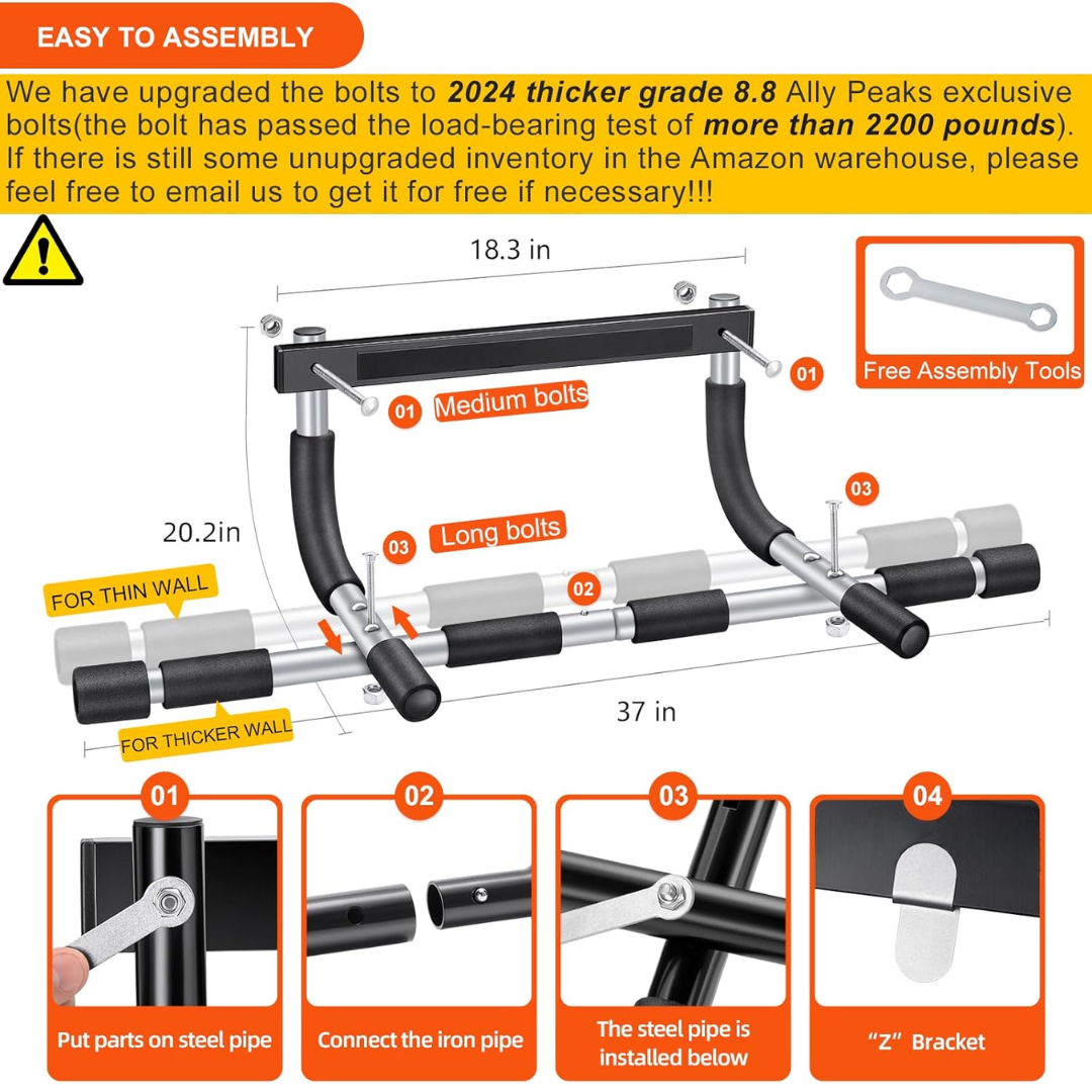PowerGrip - Barre de traction pour porte (jusqu'à 200 kg)