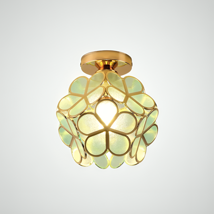 PetalLume - Retro Floral Glass Ceiling Light