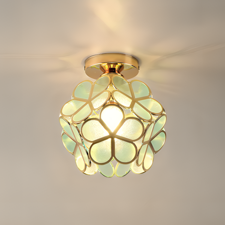 PetalLume - Retro Floral Glass Ceiling Light