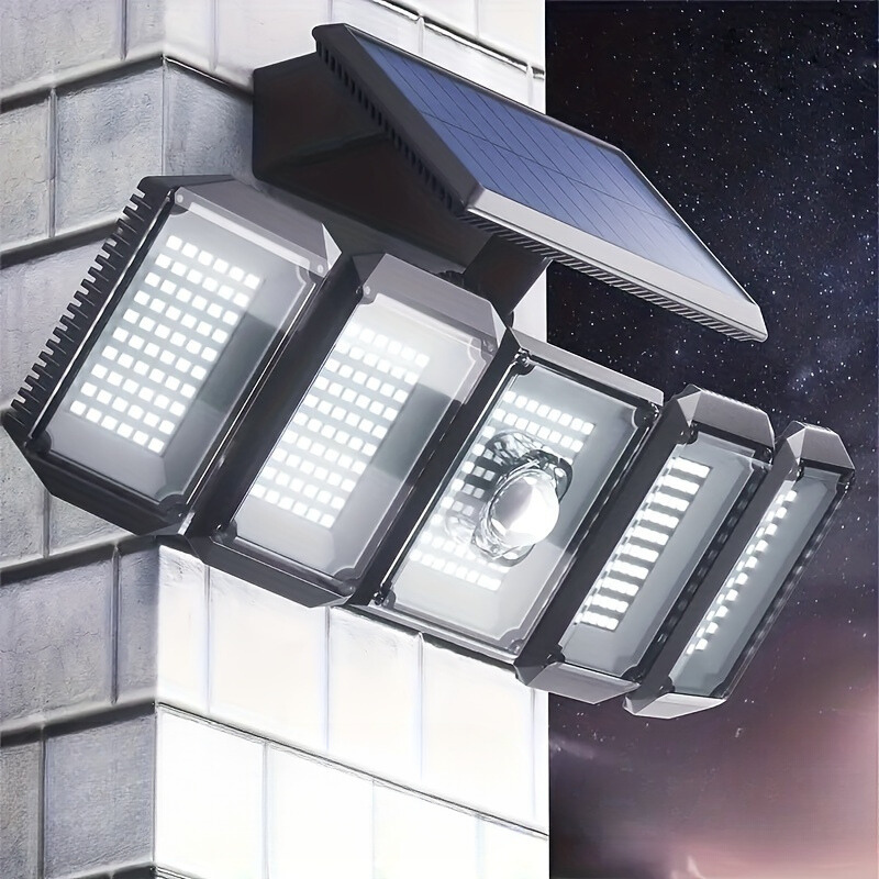 SolarGuard Pro - 5-Head Solar LED Security Floodlight with Motion Sensor