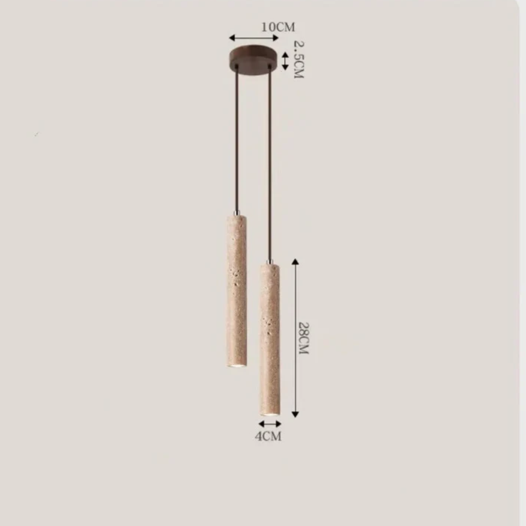 LumoLine - Lustre LED en travertin de style wabi-sabi